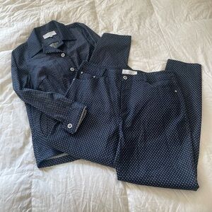 pEARL two pice denim polka dot button down set | M-L
